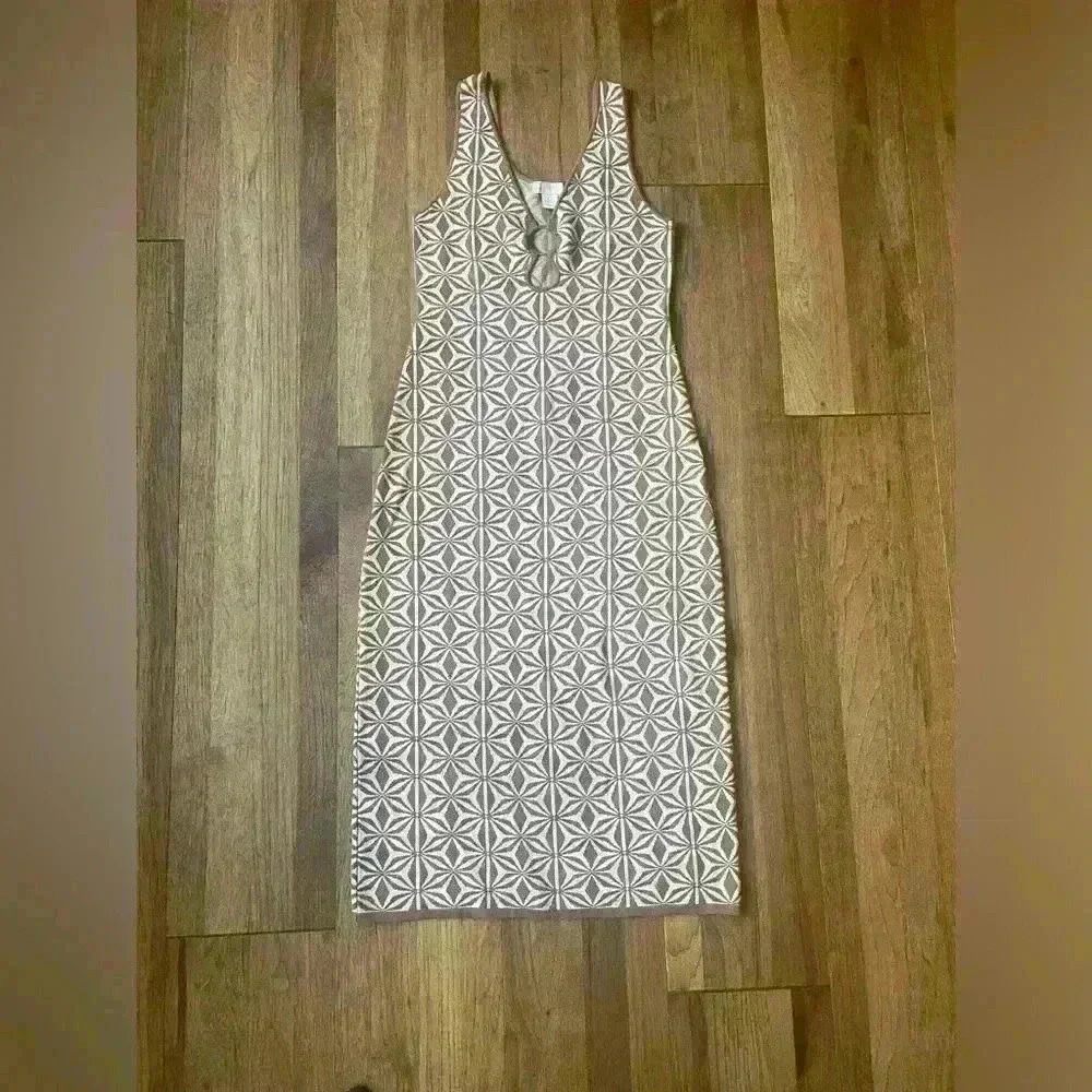 House of Harlow 1960 Knit Star Pattern Tank Knit MIDI Dress Sz M